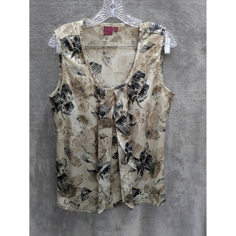 212 Collection Women's Sleeveless Blouse L Floral Flyaway Layered Top